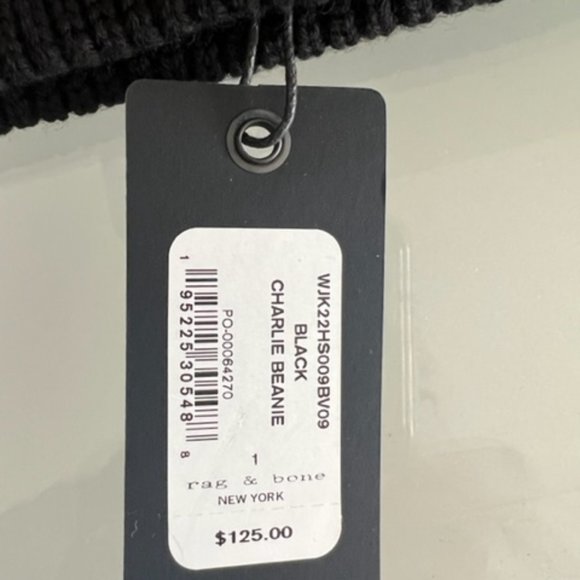 RAG & BONE Black Charlie Beanie - Picture 6 of 6